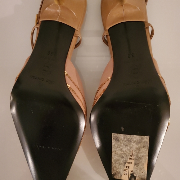 ALFIO CECCONI GOLD SEQUIN & SILK GOLDEN HEEL SLINGBACK KITTEN HEEL SZ 8M - Picture 14 of 16